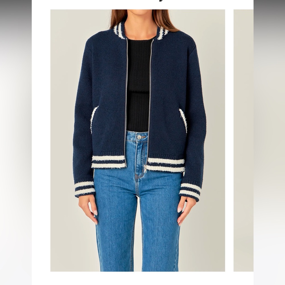 English Factory knit bomber jacket